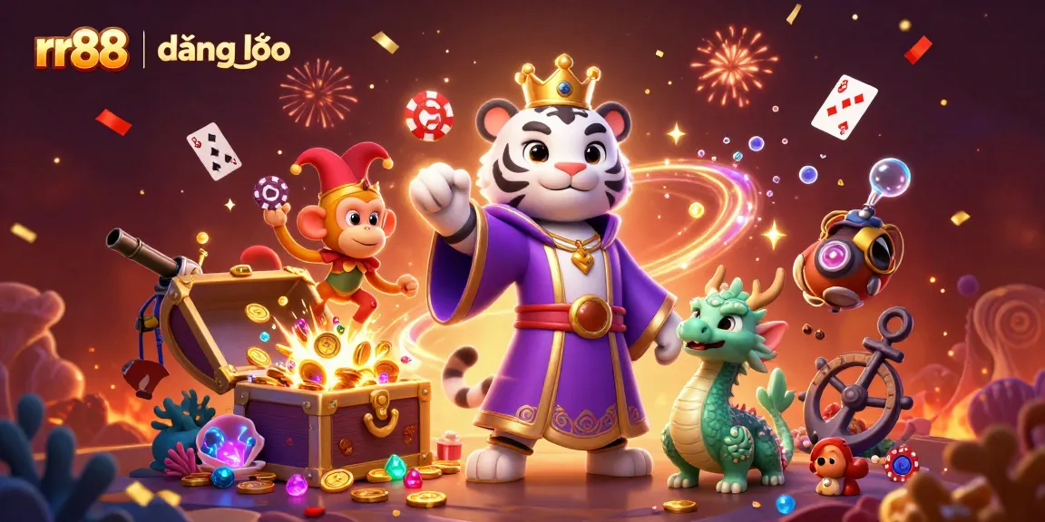 Join the fun at rr88 | đăng nhập with vibrant characters and casino treasures in an exciting scene.