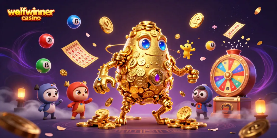 Play thrilling games at wolfwinner casino with colorful lottery balls and a golden golem!
