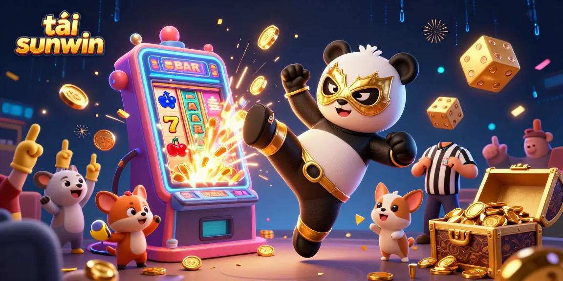 Experience the excitement at tải sunwin with a vibrant slot machine and animated characters!